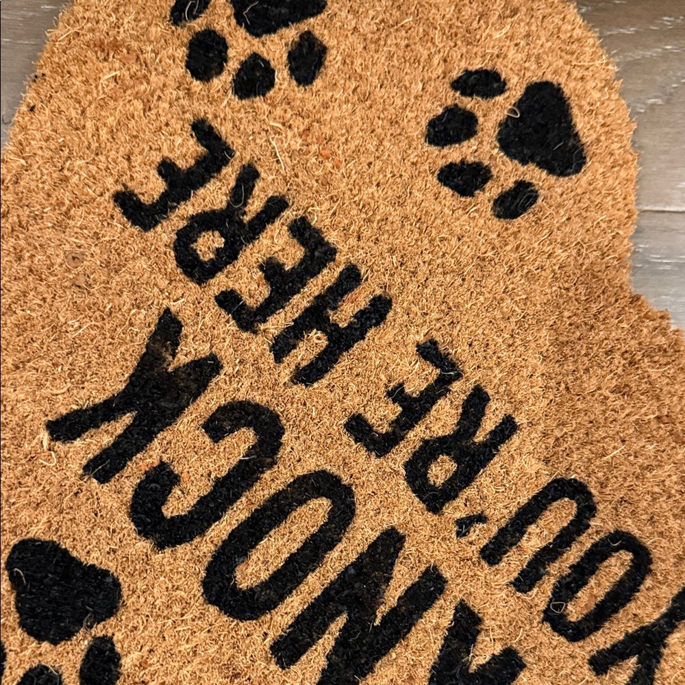 Mud Pie Bone-Shaped Doormat in Brown with Black Paw Print - Picture 6 of 9